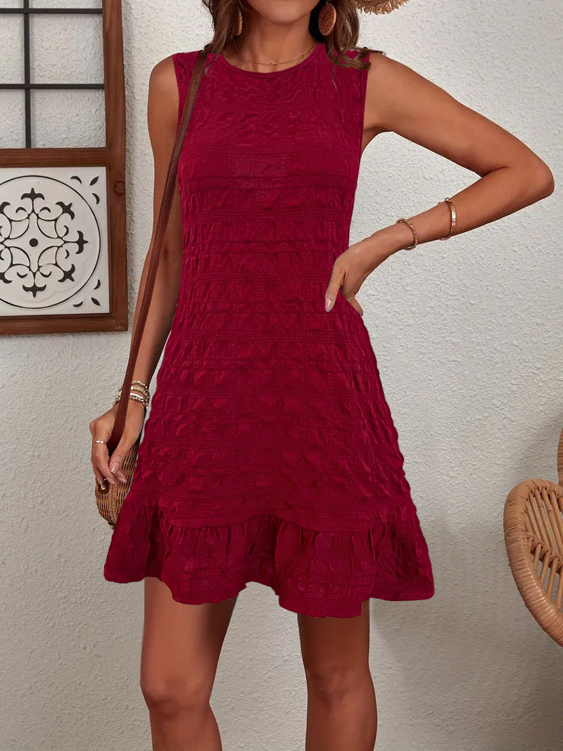 Damen strukturiertes Rüschensaum Kleid Stalluxe