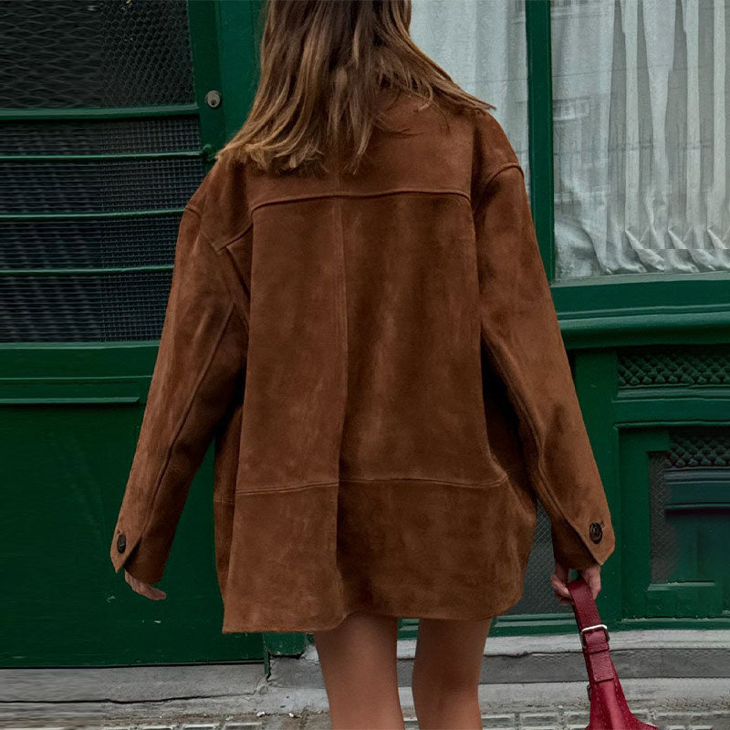 Damen Oversized Wildlederjacke Stalluxe