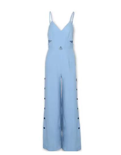 Damen Jumpsuit mit Cross-Over Design und Knopfleiste Stalluxe