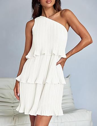 Damen asymmetrisches Flatterkleid mit Rüschendetails Stalluxe
