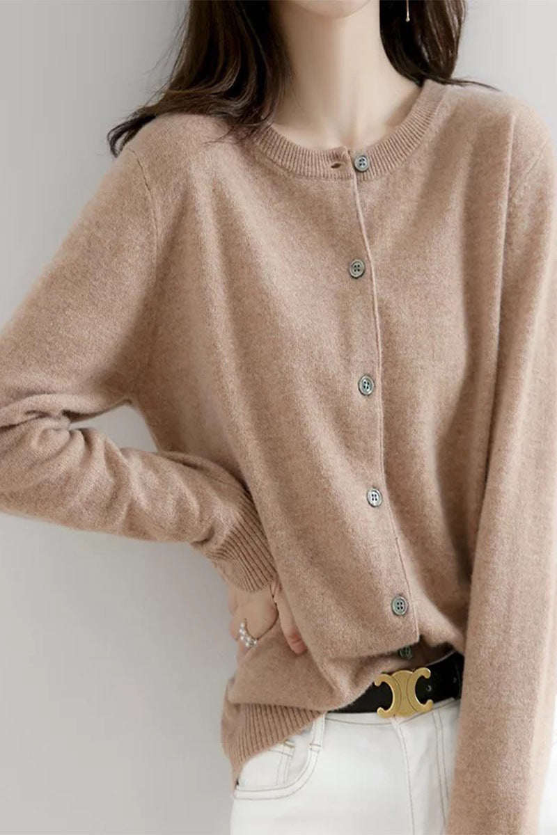 Damen Langärmliger Cardigan aus weichem Feinstrick mit Knopfleiste Stalluxe