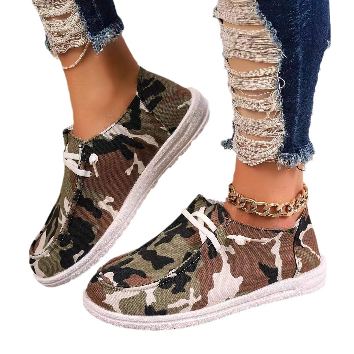Damen komfortable Sneaker im Camouflage-Design Stalluxe