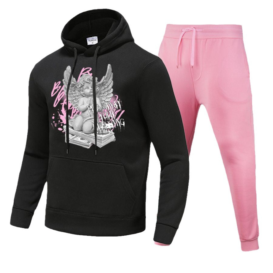 Herren Sportliches Hoodie und Jogginghose Set mit kreativem Engel-Motiv Stalluxe