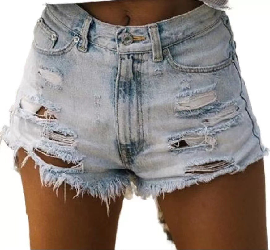 Damen modische Zerrissene Denim-Shorts Stalluxe