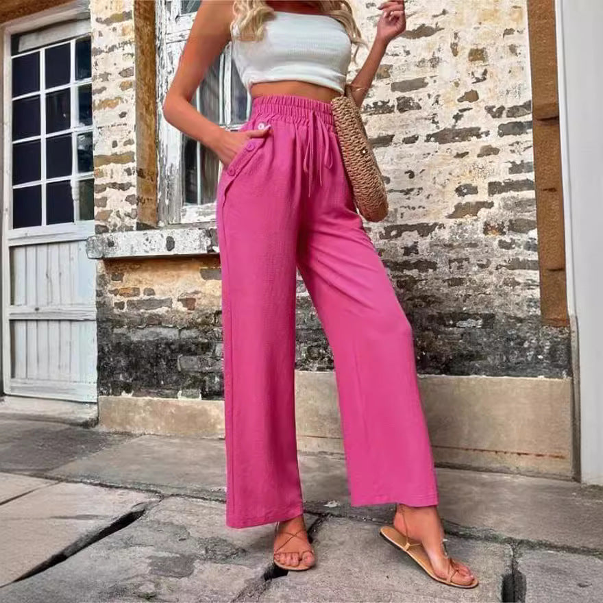 Damen Elegante Freizeit-Hosen mit elastischem Bund und seitlichen Taschen Stalluxe