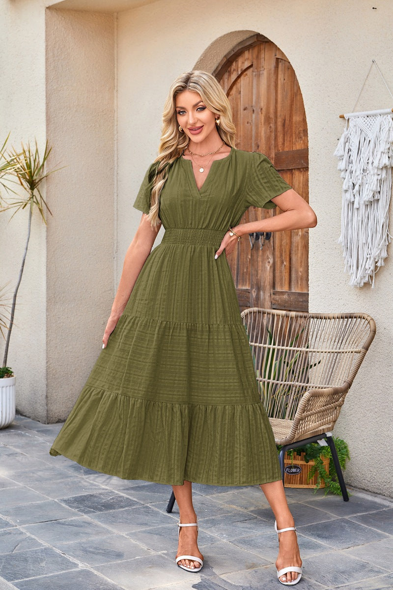 Damen Maxi-Kleid aus leichtem, gestreiftem Stoff Stalluxe