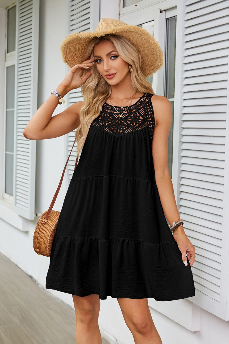Damen luftiges Sommerkleid mit Spitzenakzenten Stalluxe