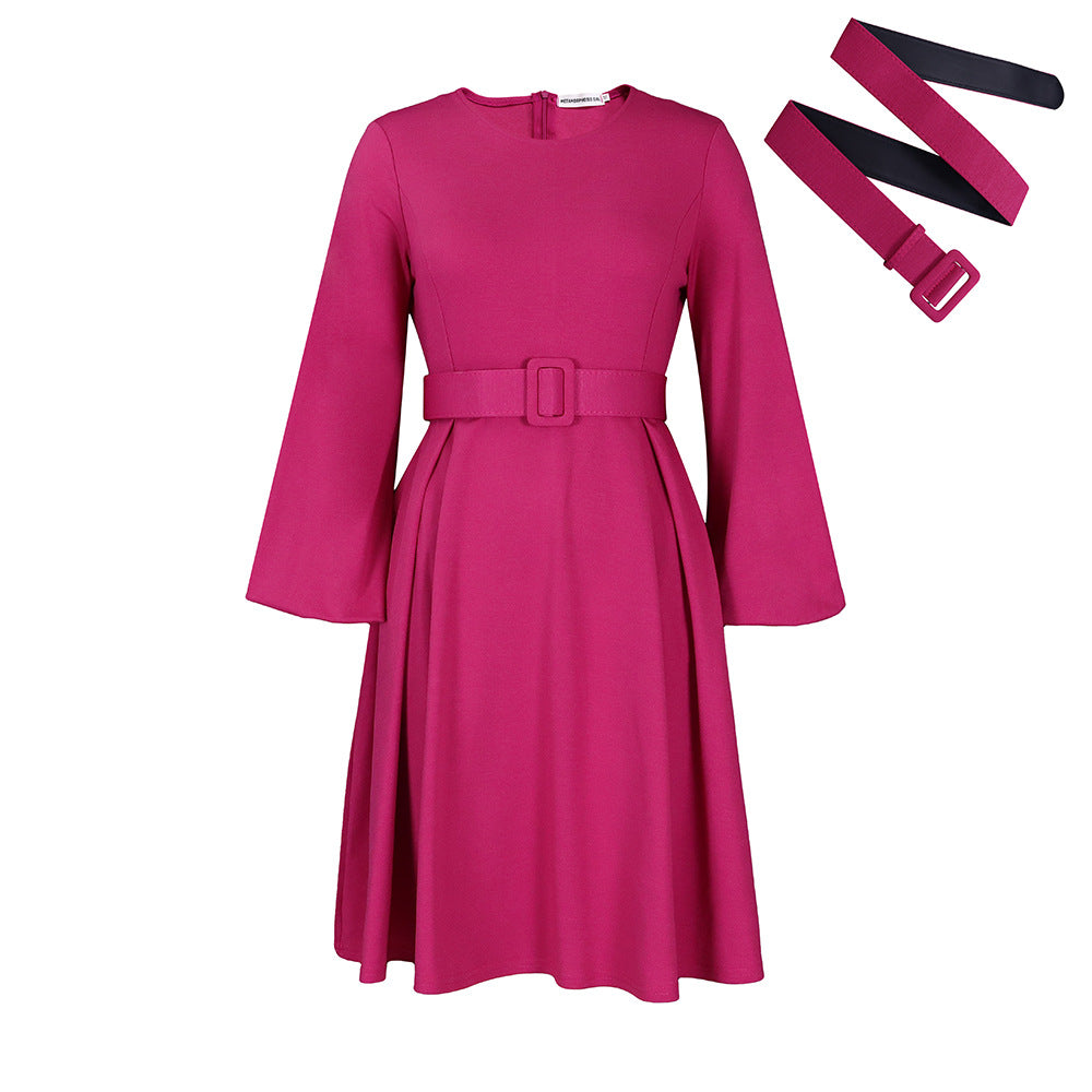 Damen Kleid mit weitem Schnitt und Taillengürtel Stalluxe