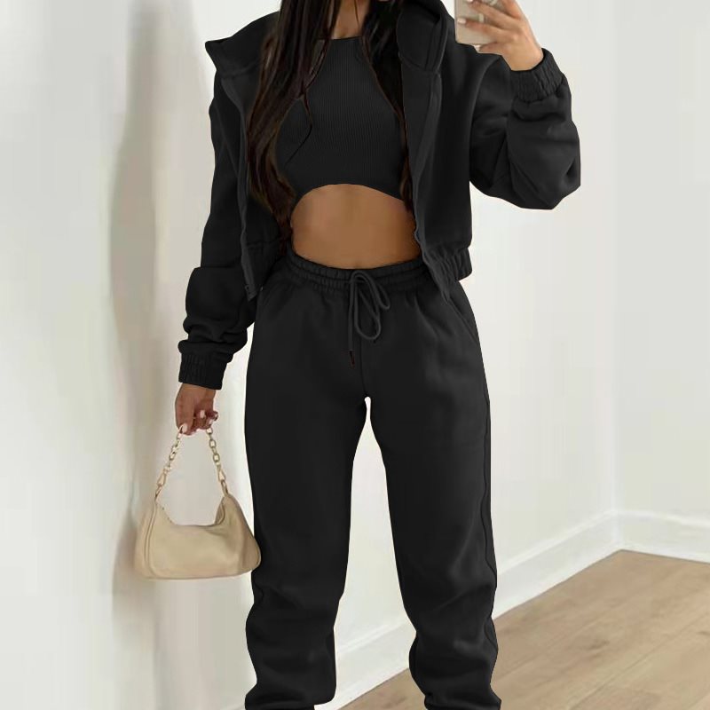 Damen sporty cropped Hoodie und Jogginghose Set Stalluxe
