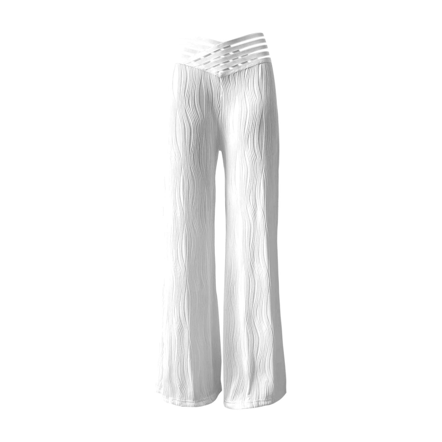 Damen Hochtaillierte Palazzo-Hosen mit trendigem Rippendesign Stalluxe
