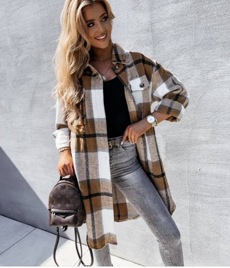 Damen Karierte Flanelljacke mit Taschen Stalluxe