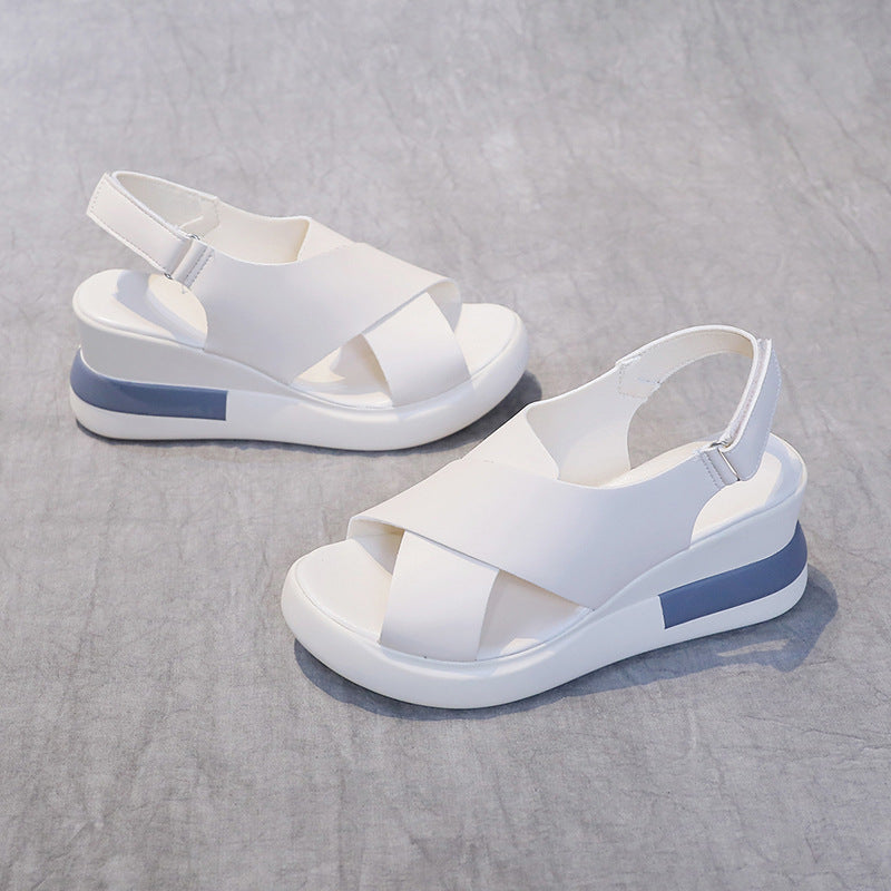 Damen Riemchen-Sandaletten mit hochwertigem Leder und bequemer Wedge-Sohle Stalluxe