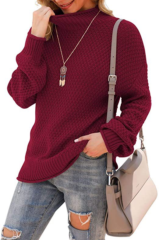 Damen Pullover mit hohem Kragen und strukturiertem Strickmuster Stalluxe