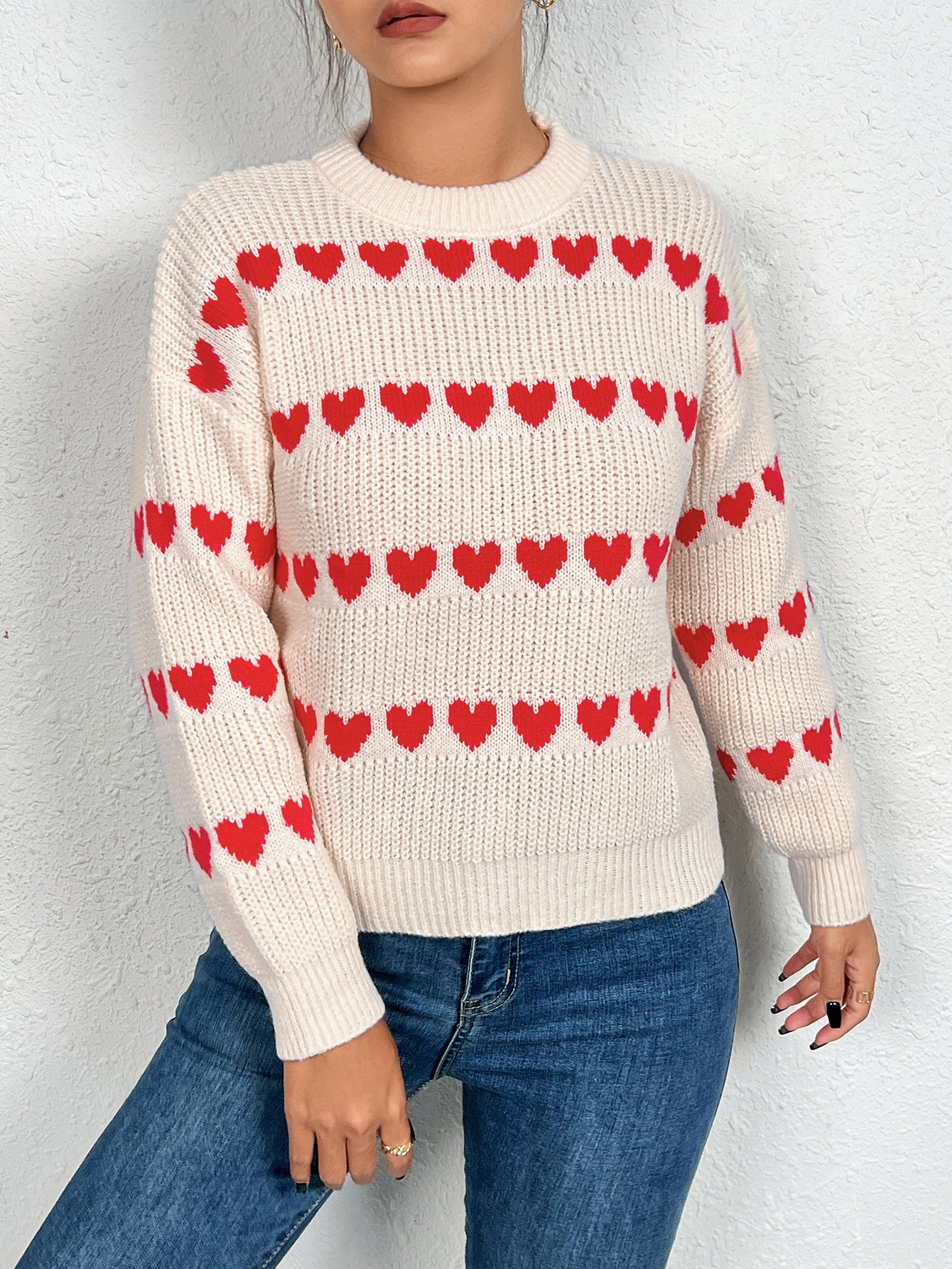 Damen Strickpulli mit Herzmuster Stalluxe