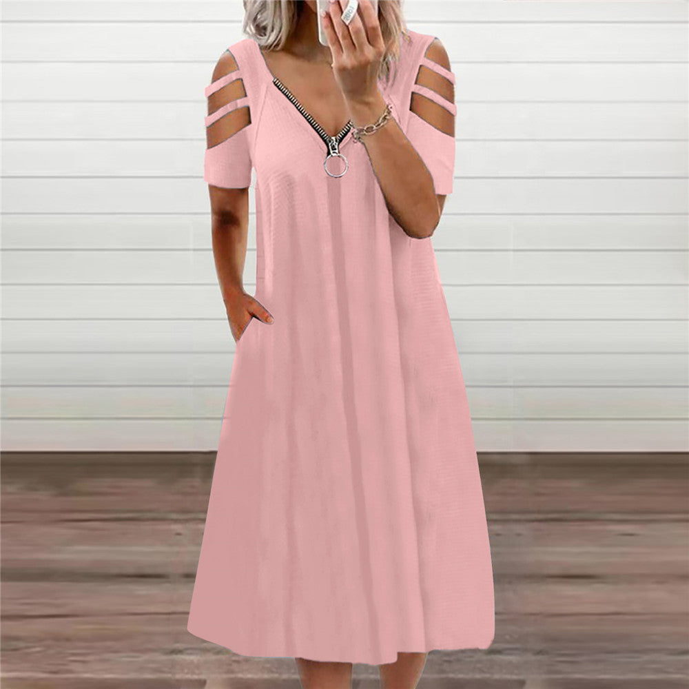 Damen Kleid mit offenen Schultern und tiefem V-Ausschnitt Stalluxe