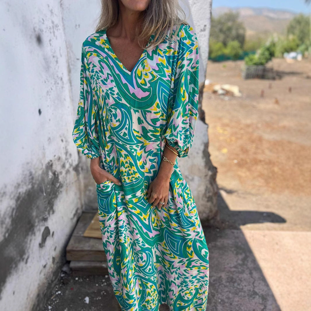 Women's Vibrant Print Maxi Dress Stalluxe