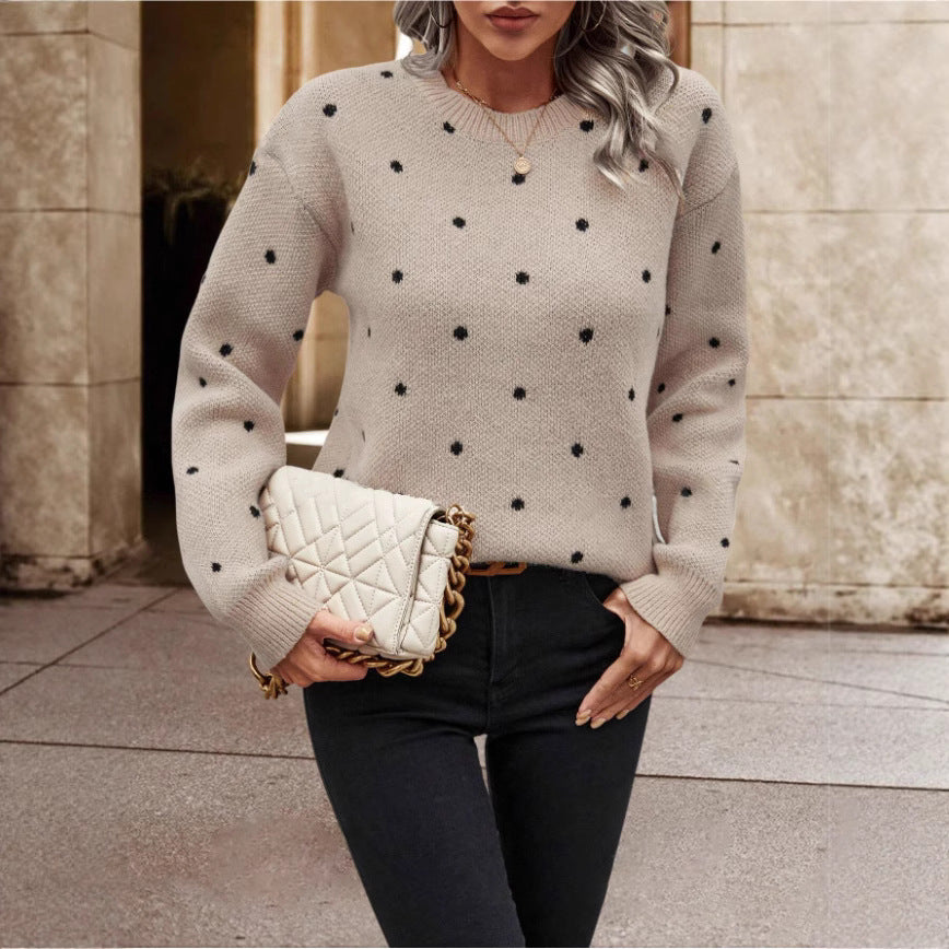 Damen kuscheliger Strickpullover mit trendigem Punktmuster Stalluxe