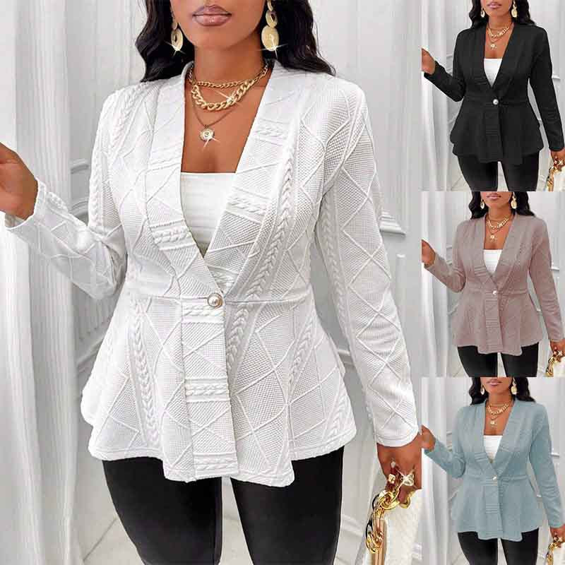 Damen Designer-Blazer mit strukturiertem Strickmuster und elegantem Schnitt Stalluxe