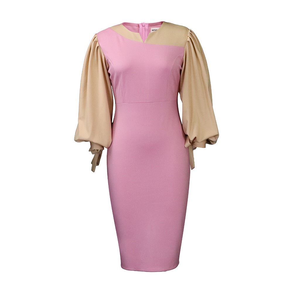 Damen figurbetontes Kleid mit voluminösen Ärmeln Stalluxe