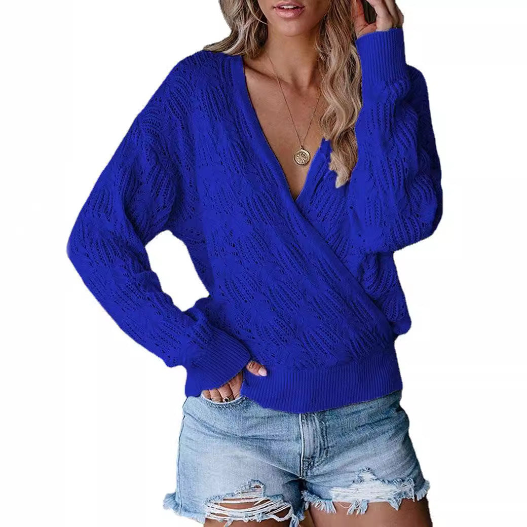 Damen Übergröße Strickpullover mit V-Ausschnitt und Rippstrickbündchen Stalluxe