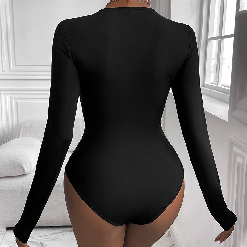 Damen Langärmliger Body mit innovativem Knotendesign Stalluxe