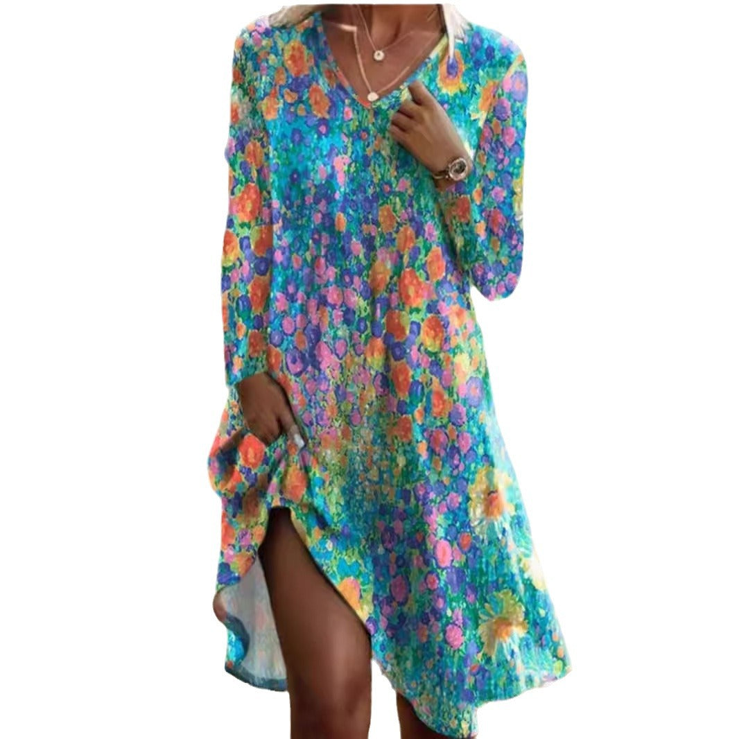Damen Freizeitkleid mit modischem V-Ausschnitt und Seitenschlitz Stalluxe