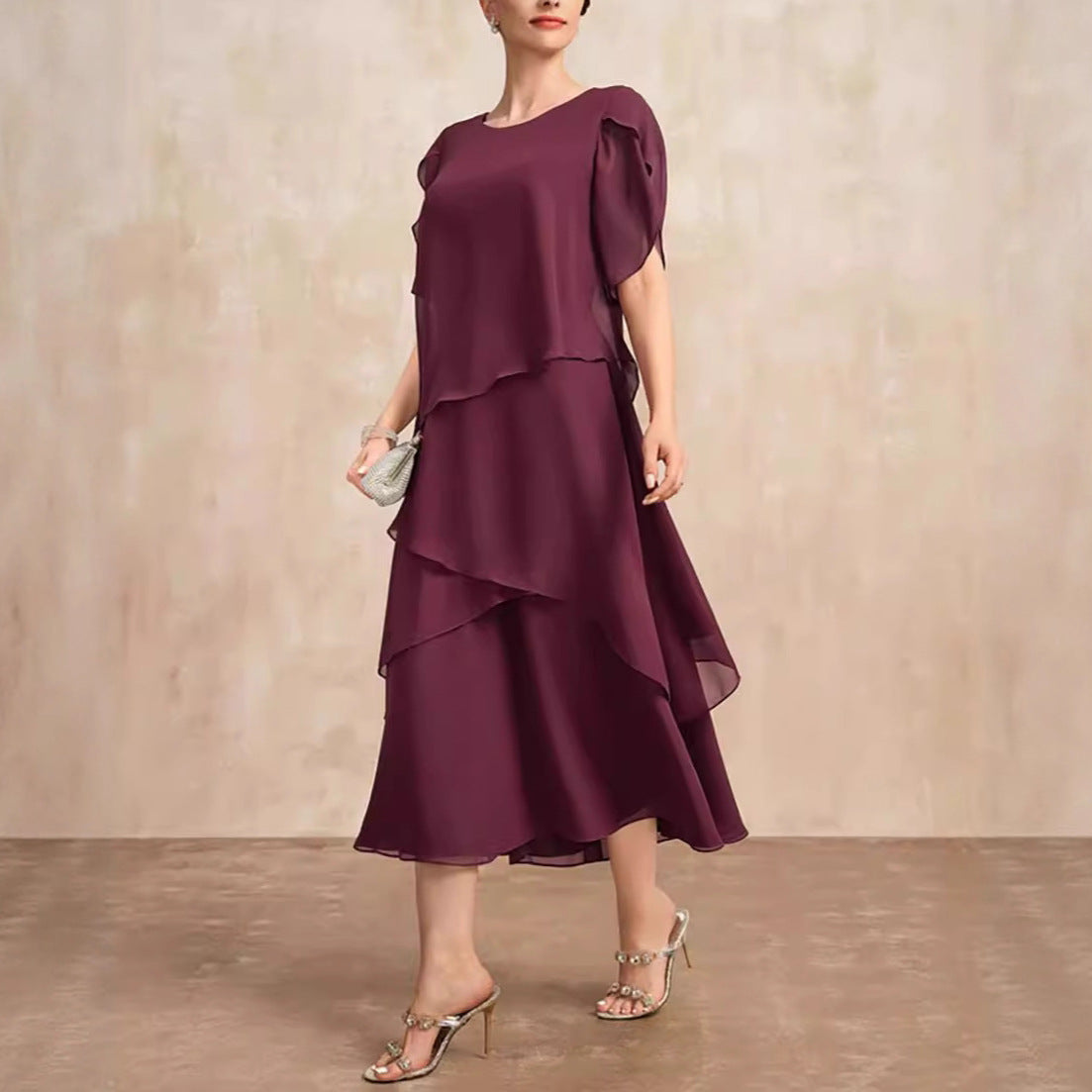 Damen Luftiges Maxikleid mit Schichten Stalluxe