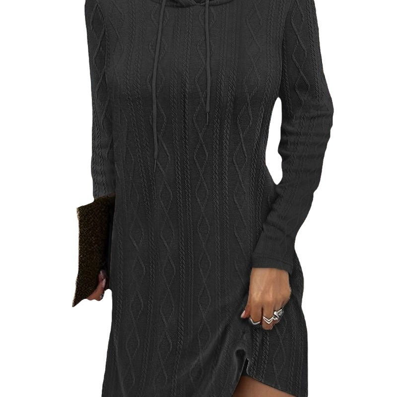 Damen Kapuzenkleid mit strukturiertem Strickmuster Stalluxe