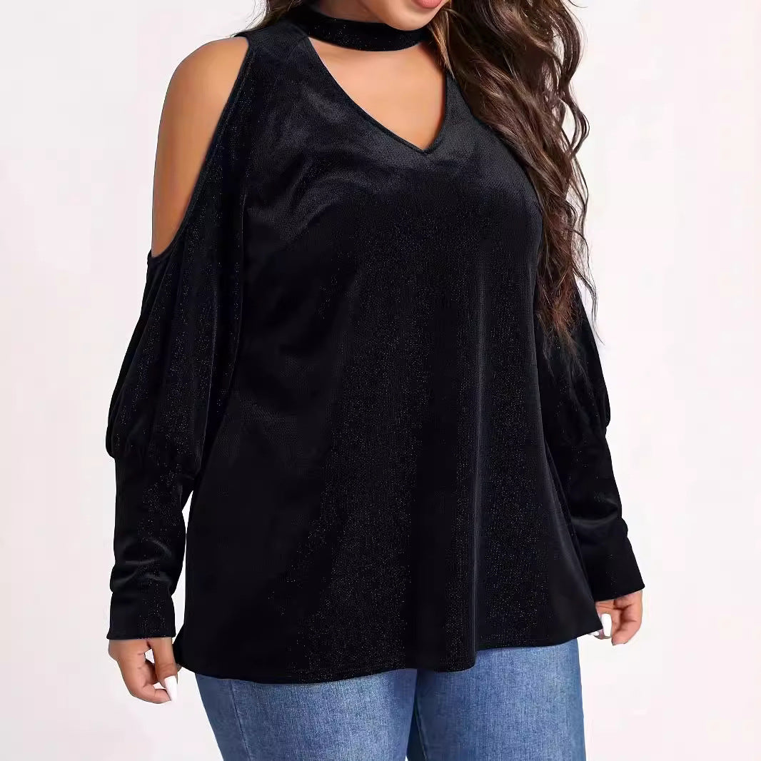 Damen Lässiges V-Ausschnitt Oberteil mit kühlschrankfreiem Kolletta-Design und eleganten Cut-Out-Ärmeln Stalluxe