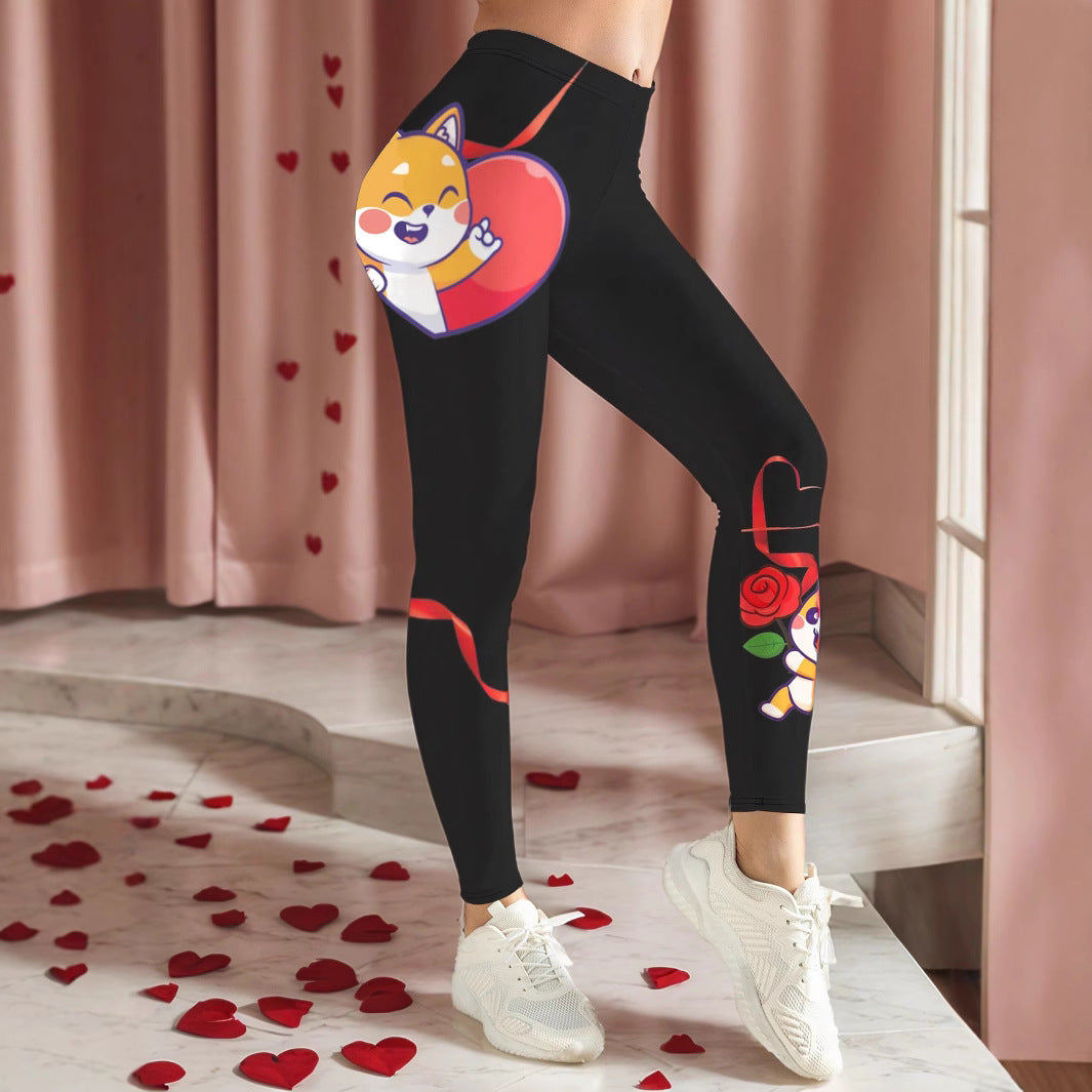 Damen Sportliche Leggings mit floralen Akzenten und hohem Bund Stalluxe