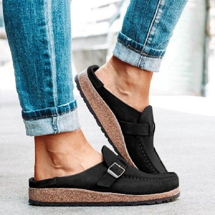 Damen bequeme Mokassins mit modischem Schnallen-Detail Stalluxe