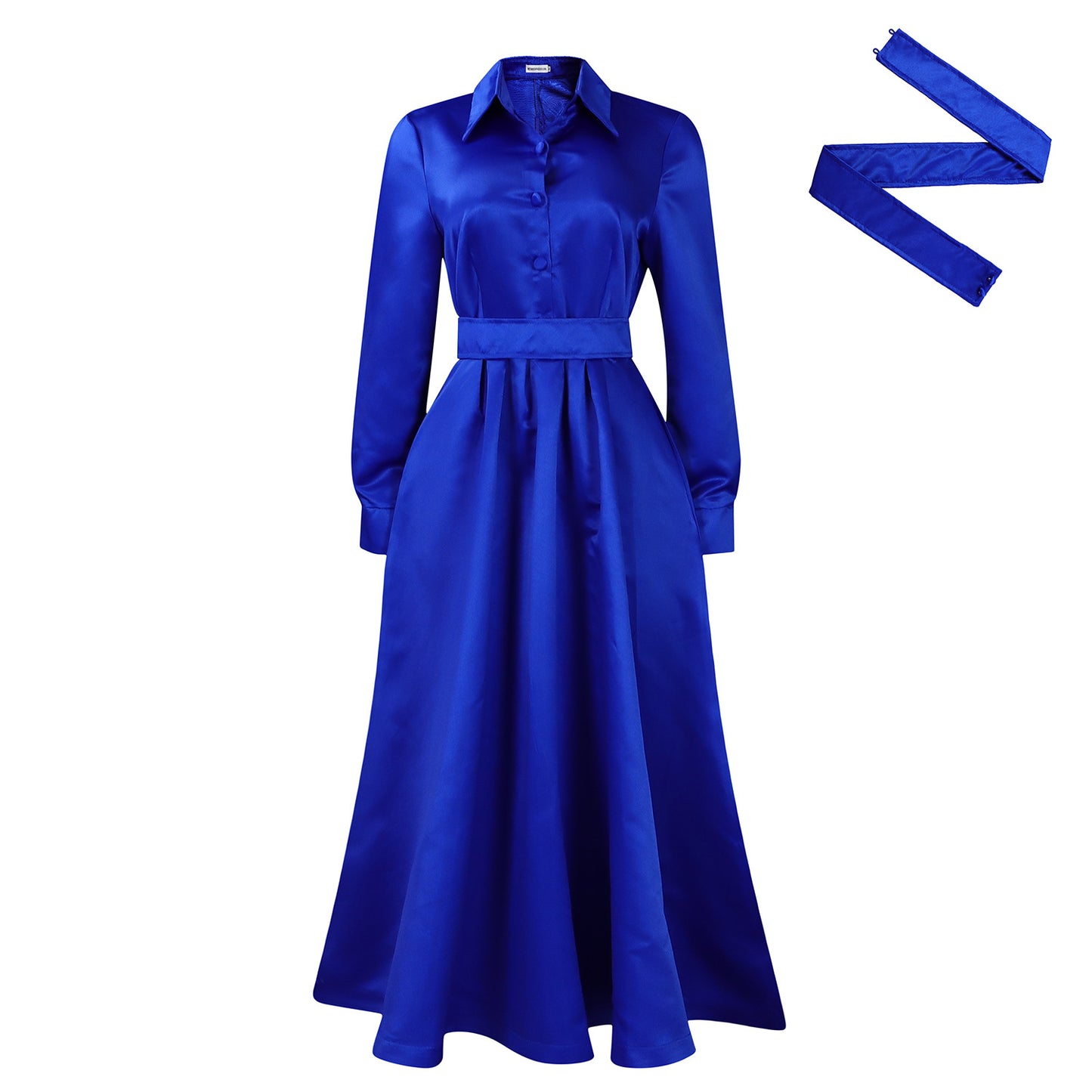 Damen Maxi-Kleid mit eleganter Knopfleiste und taillierbarem Gürtel Stalluxe