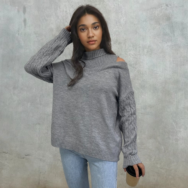 Damen Pullover mit schulterfreien Ärmeln und Zopfmuster Stalluxe