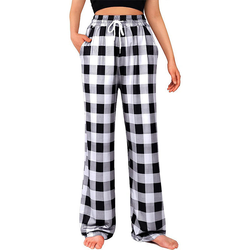 Women's Relaxed Fit Plaid Lounge Pants Stalluxe