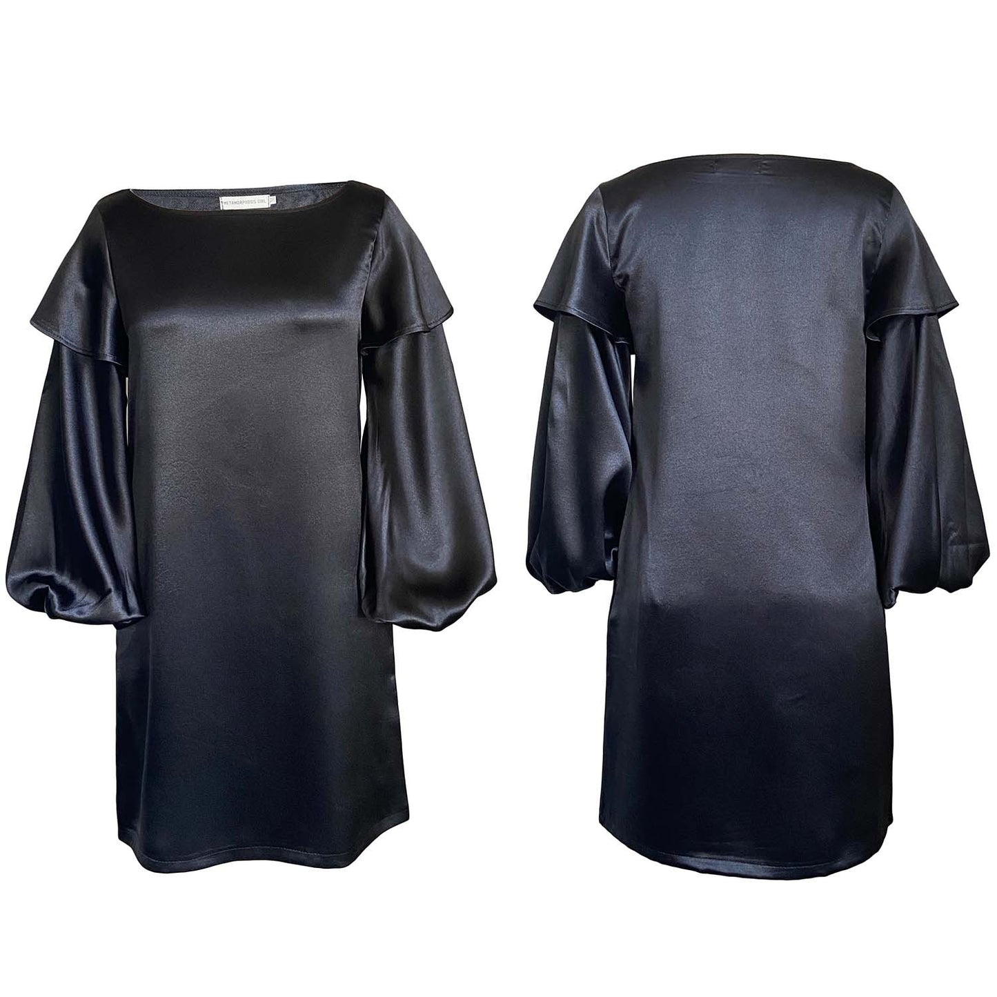 Damen elegantes Kleid mit schwingenden Volumenärmeln Stalluxe
