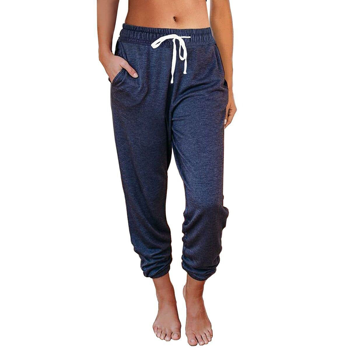 Damen Bequeme und lässige Jogginghose mit elastischem Bund und seitlichen Taschen Stalluxe