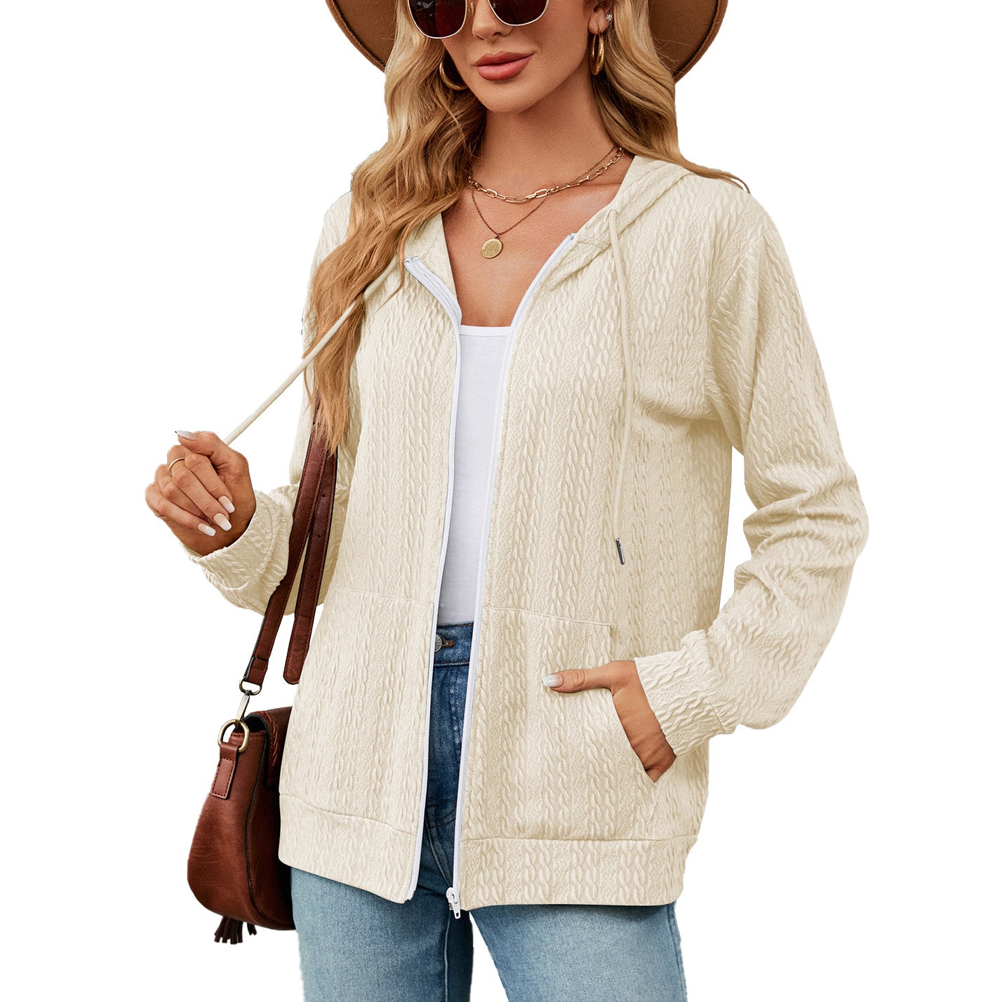 Damen Strickjacke mit hohem Kragen und vielseitigem Design Stalluxe