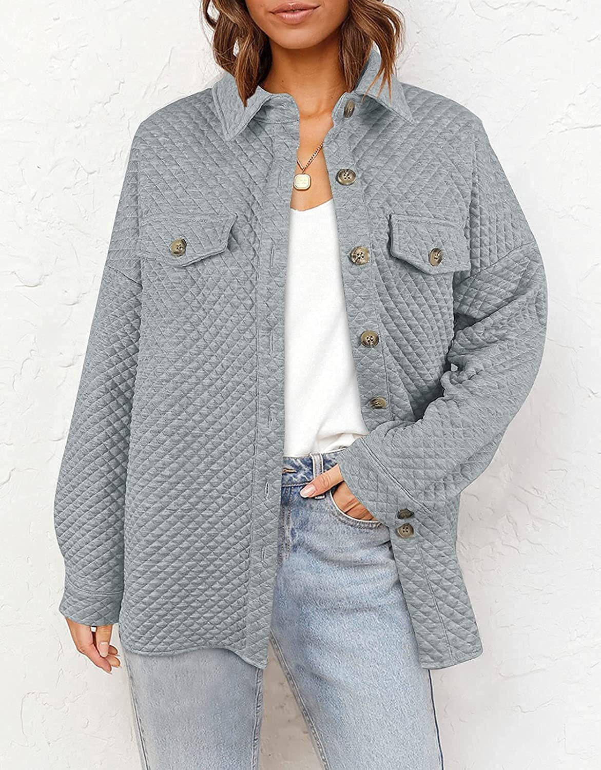 Damen Übergröße Steppjacke mit Taschen und klassischem Kragen Stalluxe