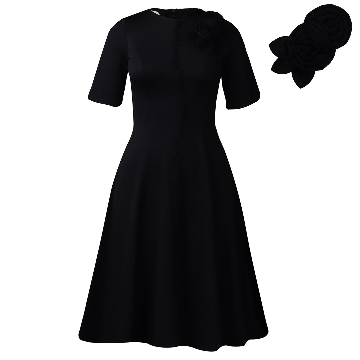 Damen Elegant geschnittenes Kleid mit einem raffinierten Blumen-Detail Stalluxe