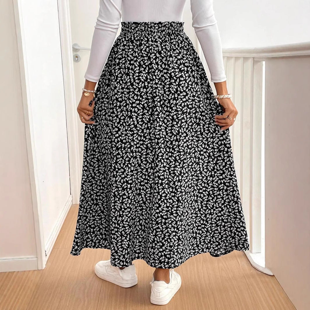 Damen Maxirock mit floralem Muster und seitlichem Schlitz Stalluxe