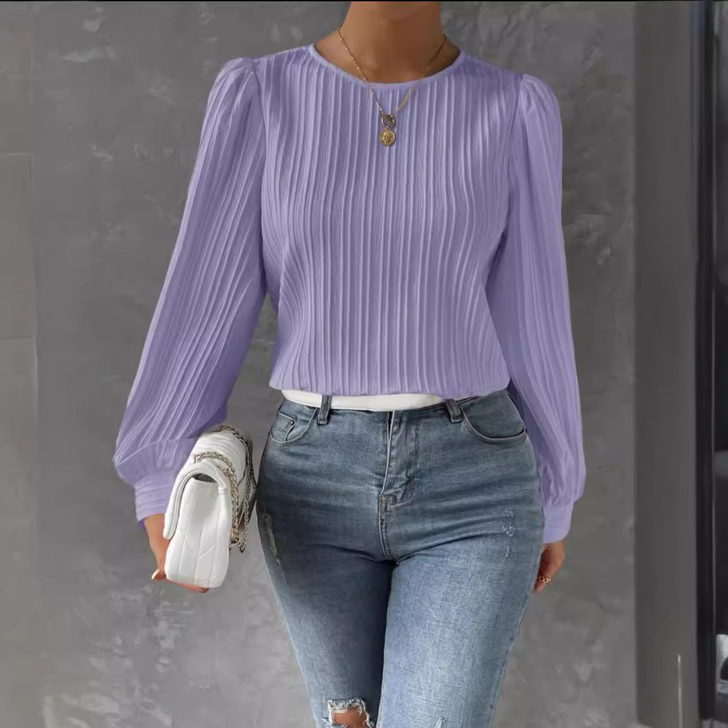 Damen Faltenbluse mit langen Ärmeln Stalluxe