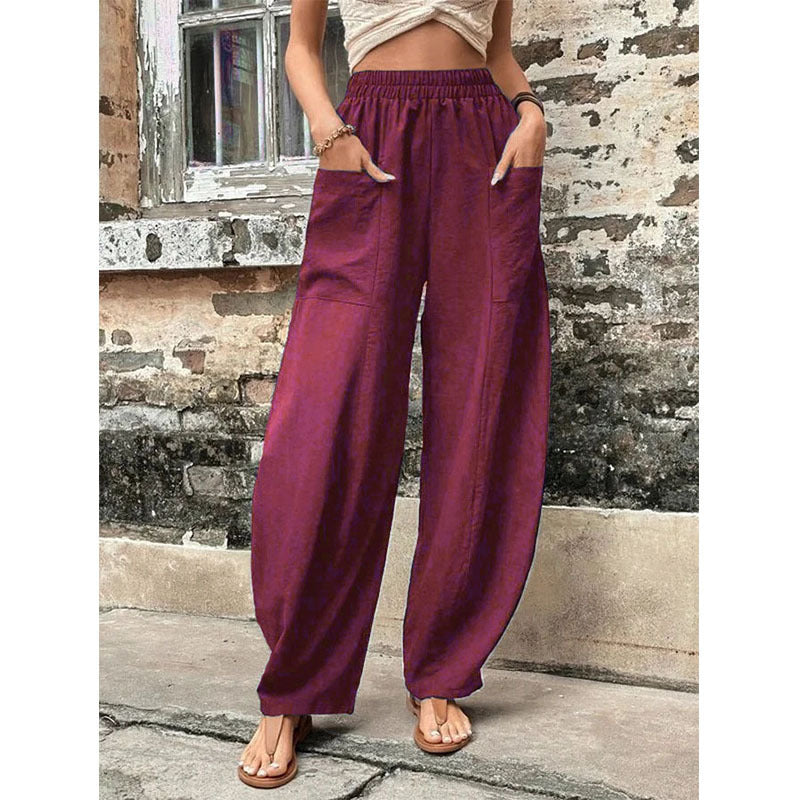 Damen Weite Palazzo-Hosen mit elastischem Bund und praktischen Taschen Stalluxe