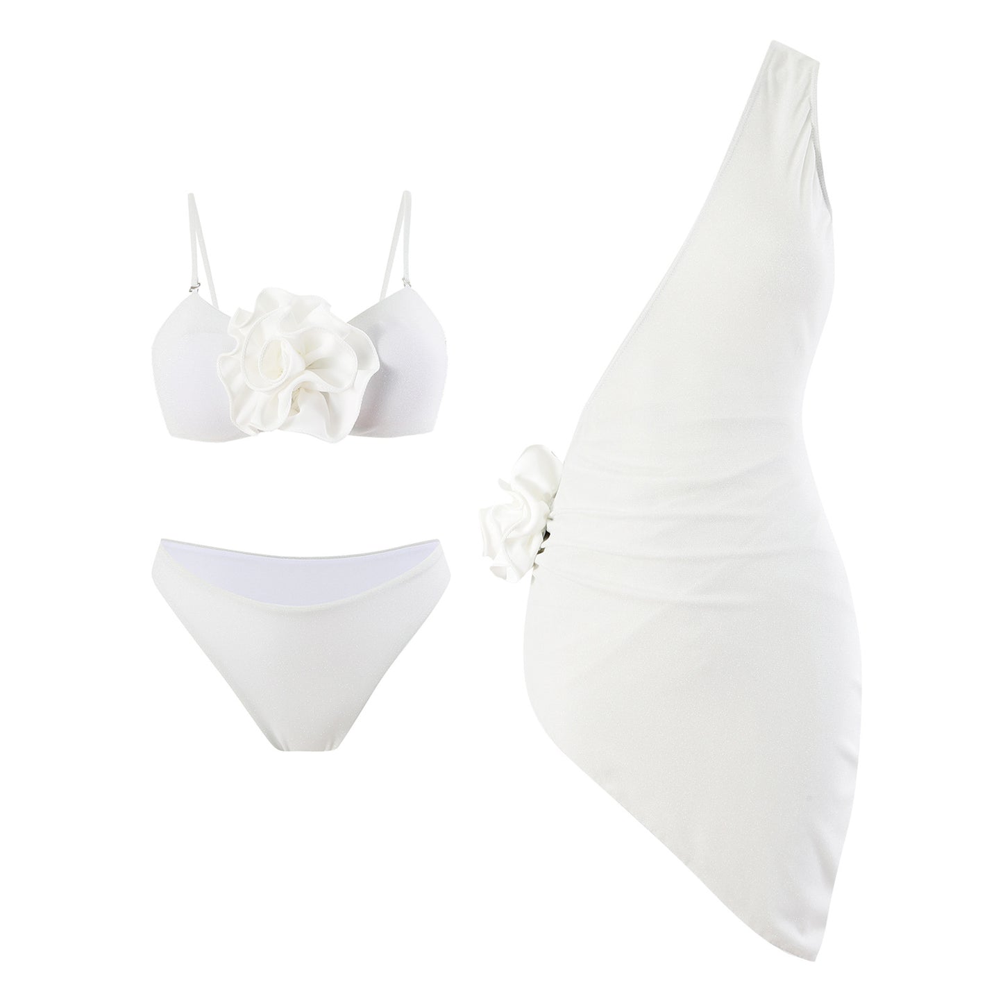 Damen Bikiniset mit modischem Wickelrock und floraler Applikation Stalluxe