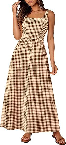 Damen MAXIKLEID mit Karomuster und schmalen Trägern Stalluxe