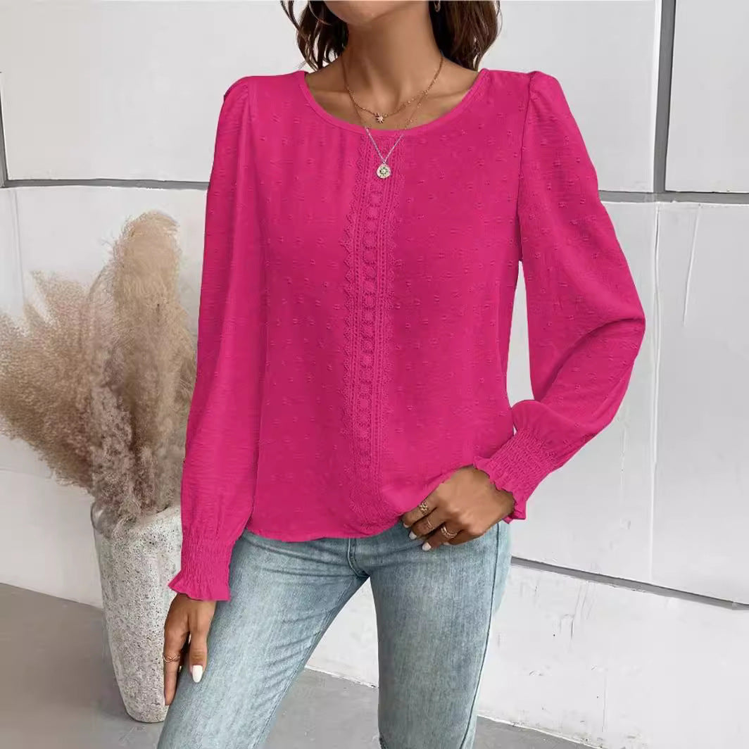 Damen luftige Bluse mit feinem Stickmuster Stalluxe