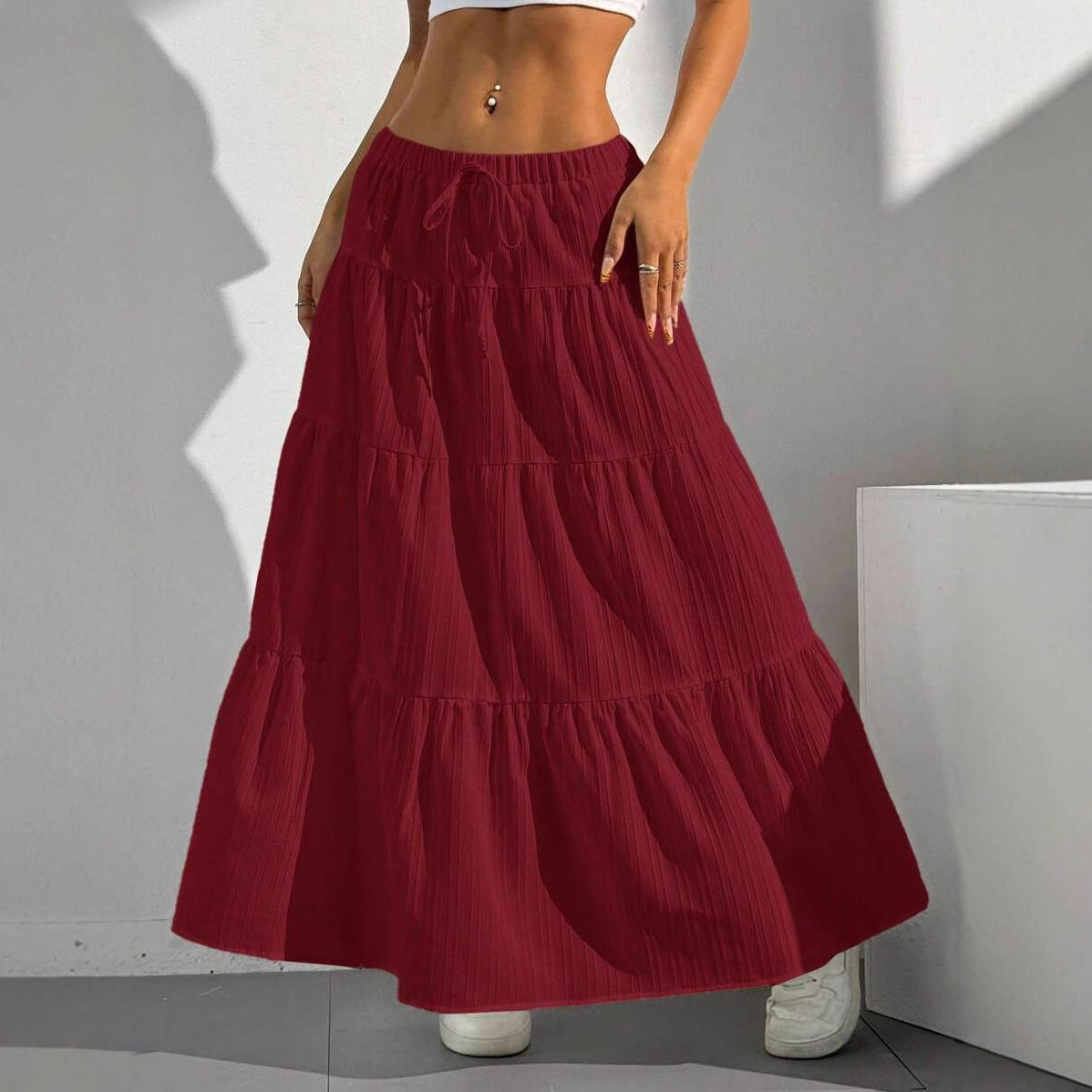 Damen Maxirock mit voluminösen Rüschendetails und elastischem Taillenzug Stalluxe