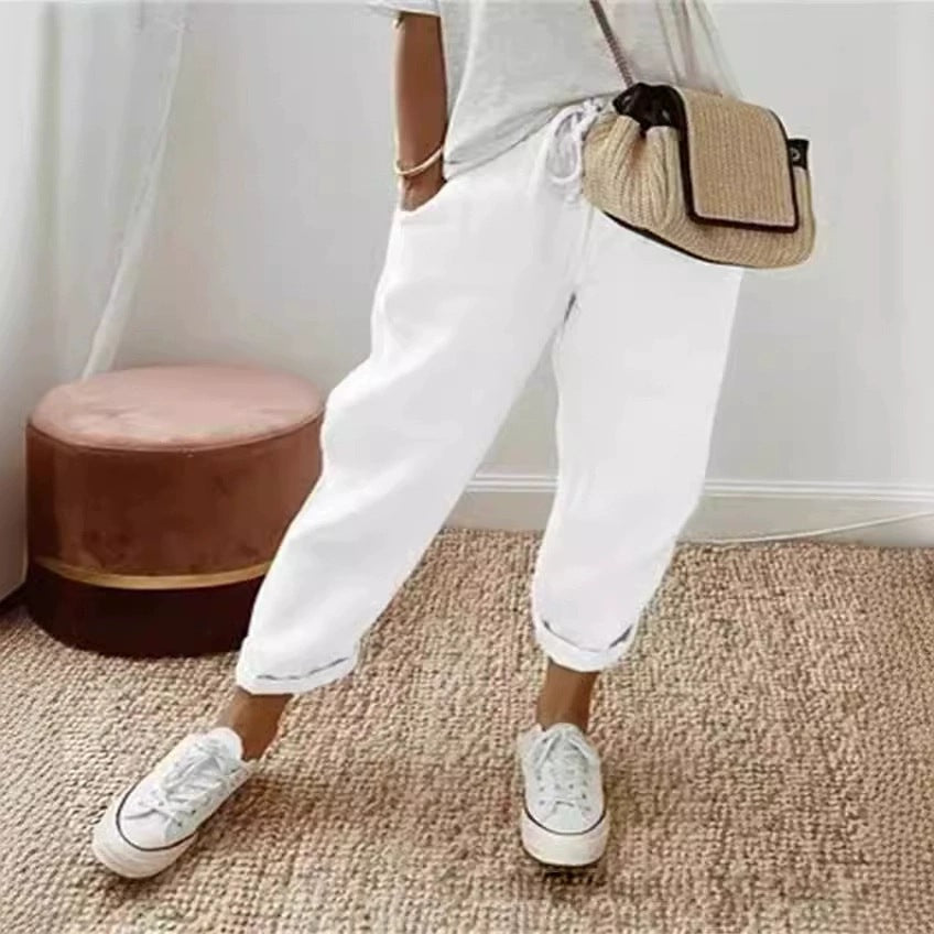Damen Bequeme und lässige Chino-Hose mit elastischem Bund Stalluxe