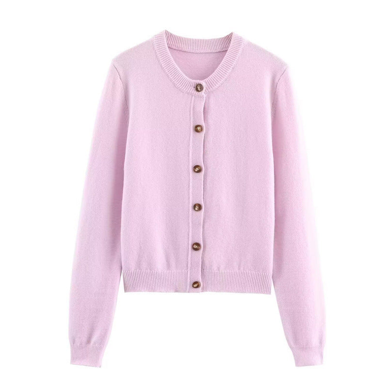 Damen modische Strickjacke mit Rundhalsausschnitt und Knopfdetails Stalluxe