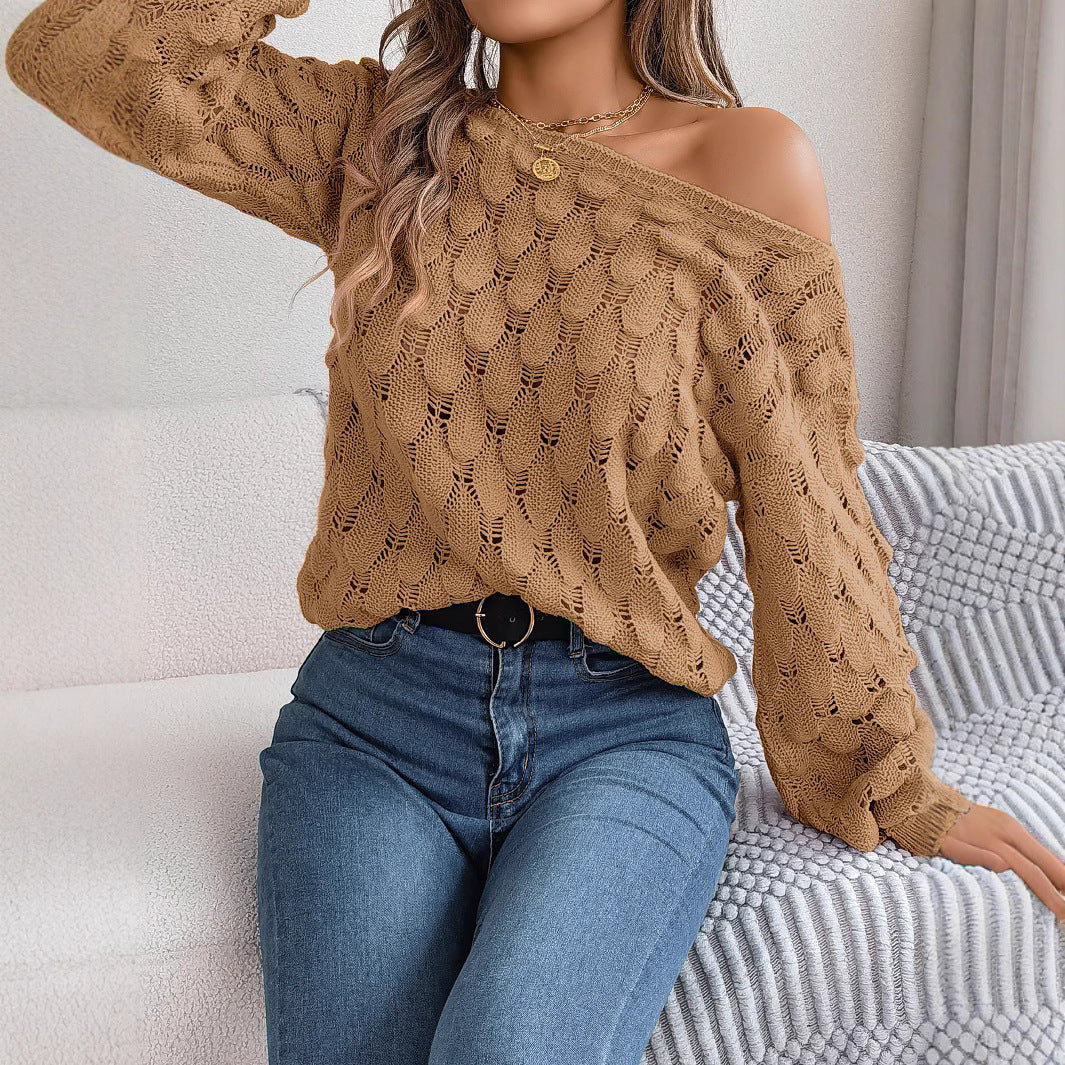 Damen Übergroßer Strickpullover mit Schleifenmuster Stalluxe