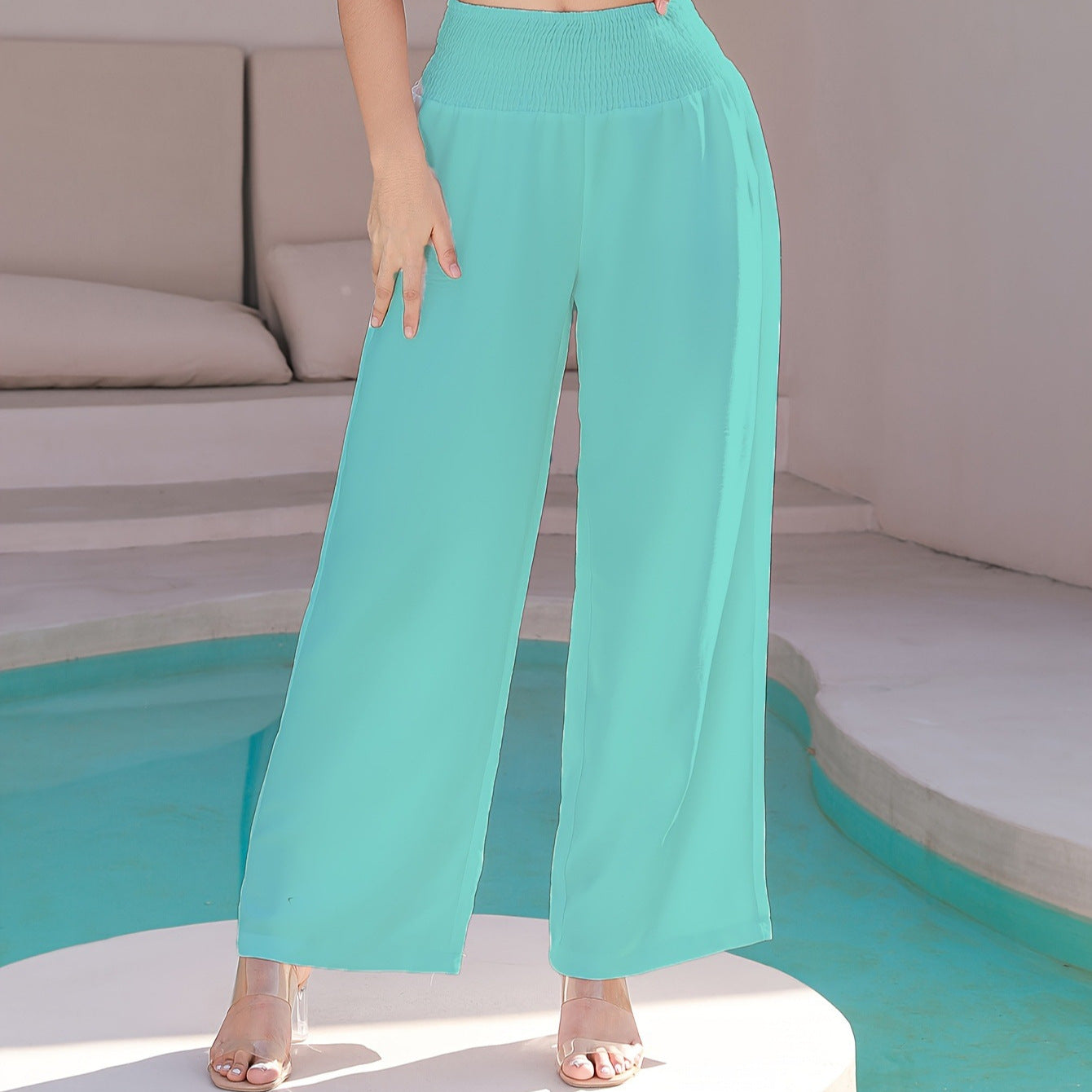 Damen Leichte, weite Sommerhose mit elastischem Bund und modischen Details Stalluxe